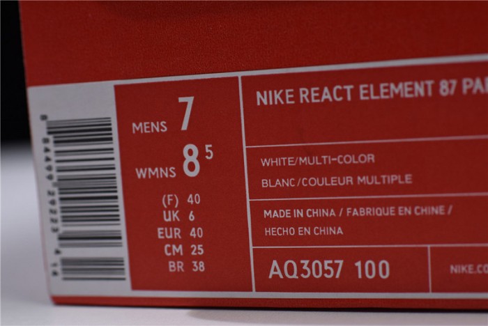 Parra x Nike React Element 87 White/Multi-Color AQ3057-100