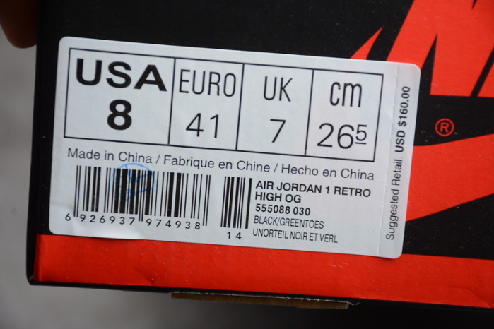 Jordan 1 Retro High Pine Green Black - 555088-030