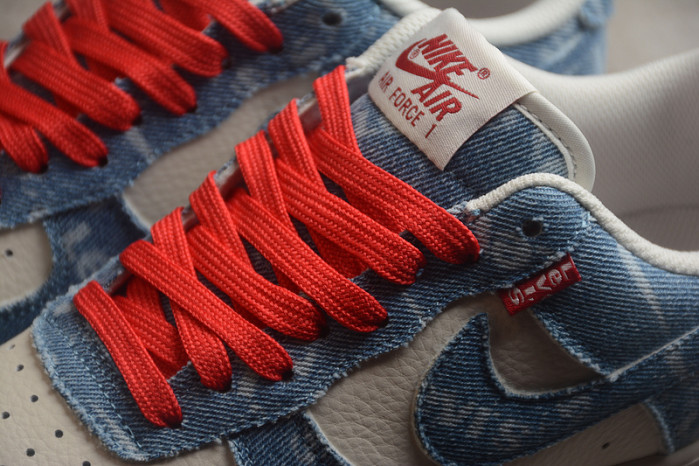 Nike Air Force 1 07 LV8 Beige White Denim Blue Red VT5698-568