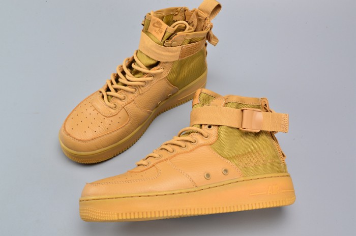 Nike SF Air Force 1 Mid Elemental Gold Leather Shoes AA3966-700