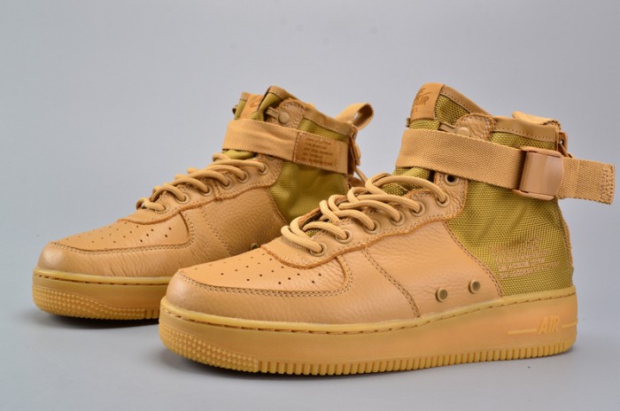 Nike SF Air Force 1 Mid Elemental Gold Leather Shoes AA3966-700